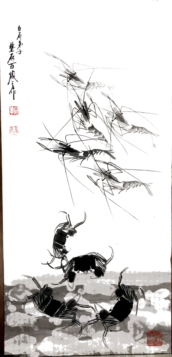 Shrimp and Crabs — ink on paper